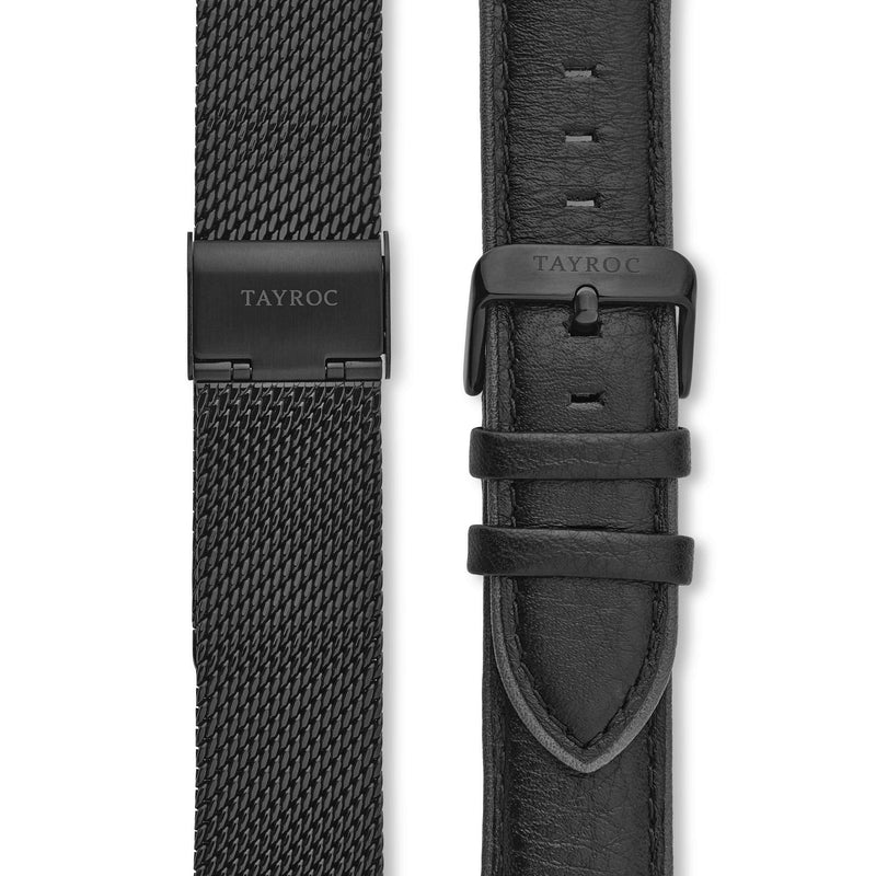 Highlander BLACK/BLACK. A bold and stunning composite of features pulled together to create a truly outstanding timepiece that is versatile and sleek. Straps view.