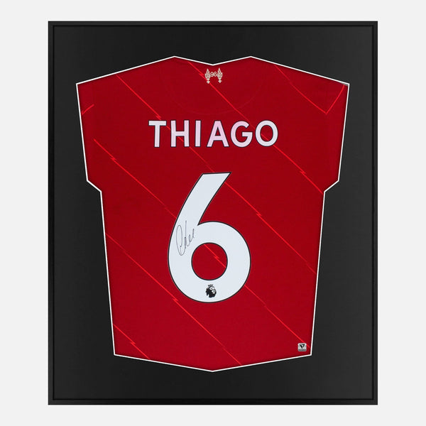 Framed Thiago Alcântara Signed Liverpool Shirt 2021-22 Home [Mini]