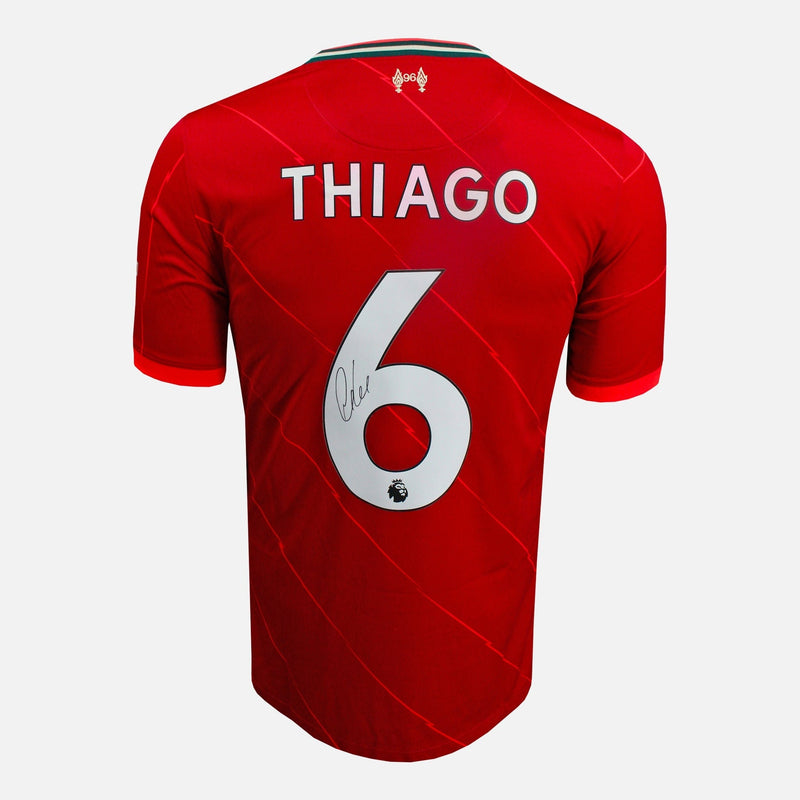 Framed Thiago Alcântara Signed Liverpool Shirt 2021-22 Home [Mini]