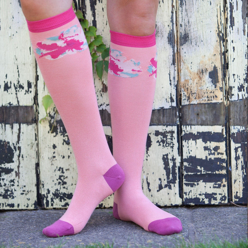 Wild Flower Knee-Length Women's Socks - Peach