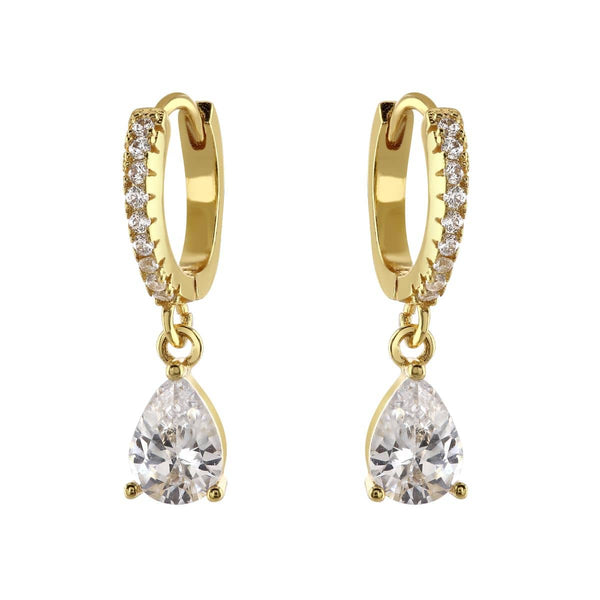 loveRocks Huggie Hoop Earring with CZ Tear Drop