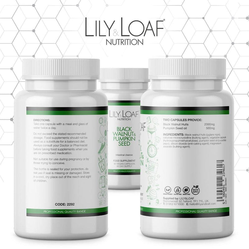 Lily and Loaf - Black Walnut & Pumpkin Seed Intestinal Cleanse (90 Capsules) - 