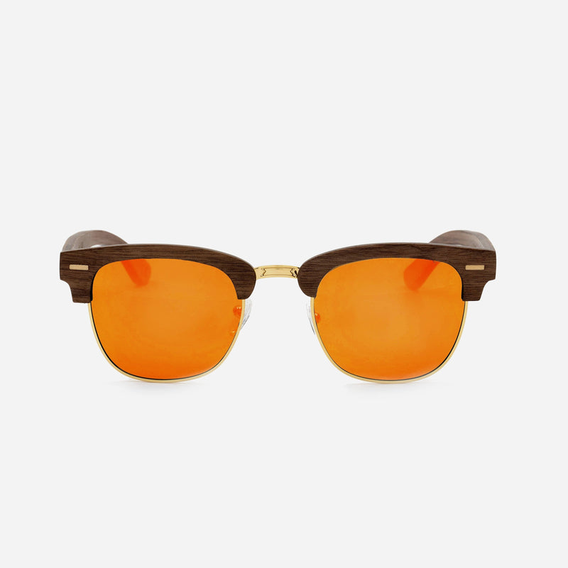 Cambium Biarritz Sunglasses - Wooden Frame Sunset Red