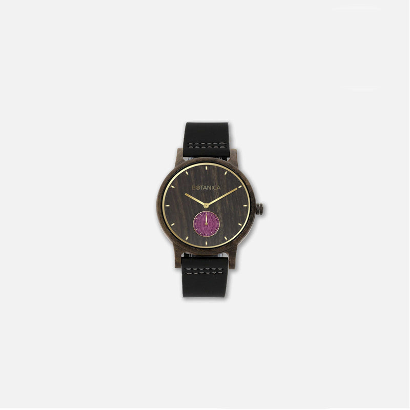 Botanica Violet Watch - 36mm Edition Real Soft Leather Black