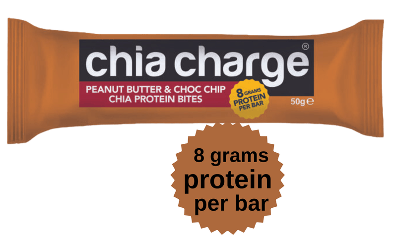 Chia Charge Bars White Choc & Raspberry / Peanut Butter & Choc Chip Protein Bites 50g - 10+2 Free