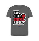 Slate Grey Barmy Army  Eat Sleep Slogan Relaxed Fit Tee - Ladies