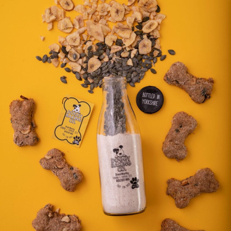 Drool-Worthy Pumpkin Seed & Banana Doggy Baking Co Biscuit Mix - Case of 6 in Bottles - Cookie Mix - Bottled Baking Co