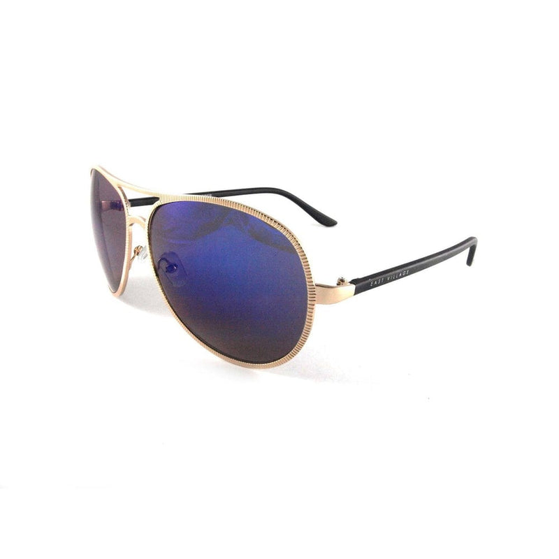 East Village Beveled Edge 'Jagger' Aviator Sunglasses in Light Gold & Black 