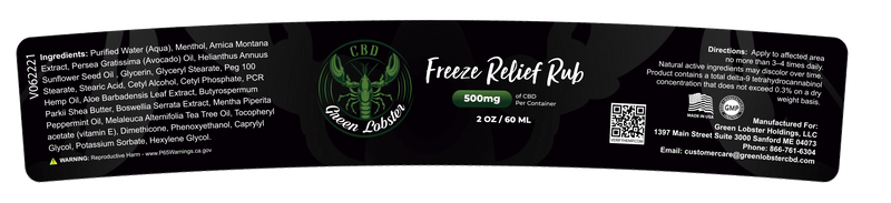 Green Lobster 500mg Freeze Relief Rub