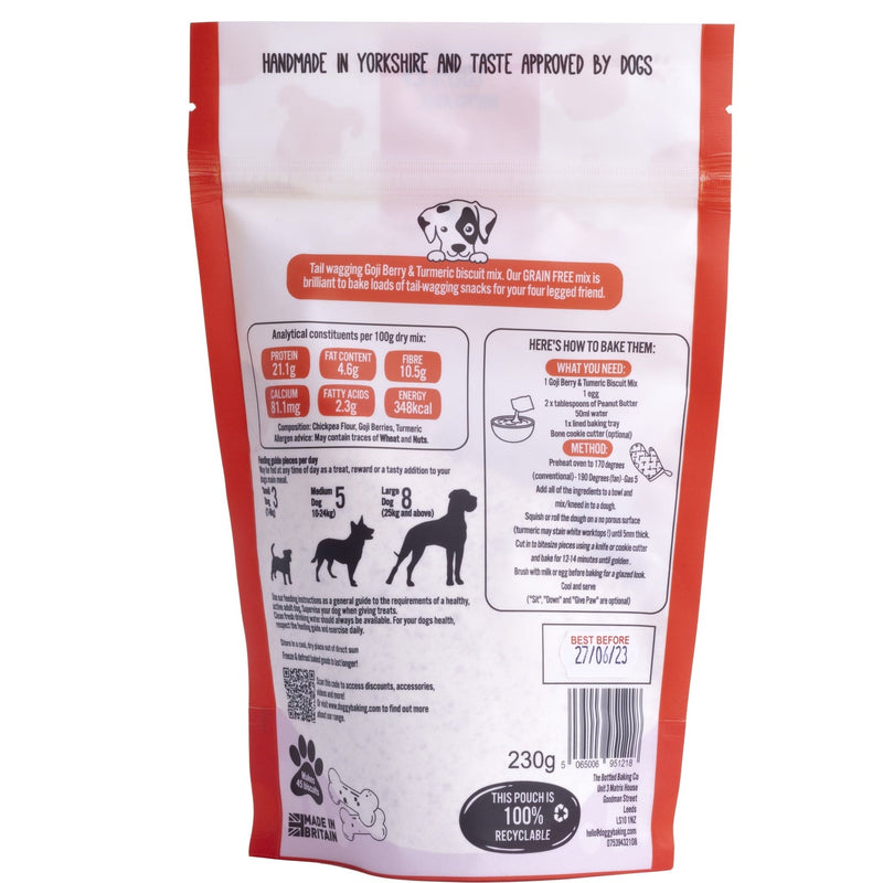 Tail-wagging Grain Free Goji Berry & Turmeric Biscuit Mix in a Pouch - Case of 10 - Bottled Baking Co