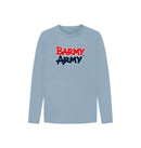 Stone Blue Barmy Army Large Print Kids Long Sleeve Tee