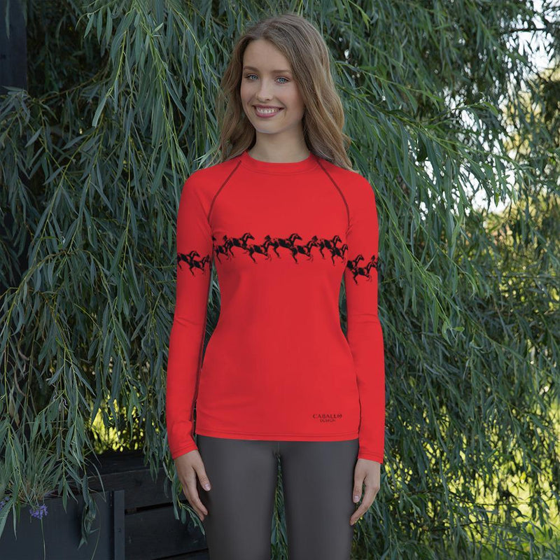 Western Horse Design - Red Horse Riding Top