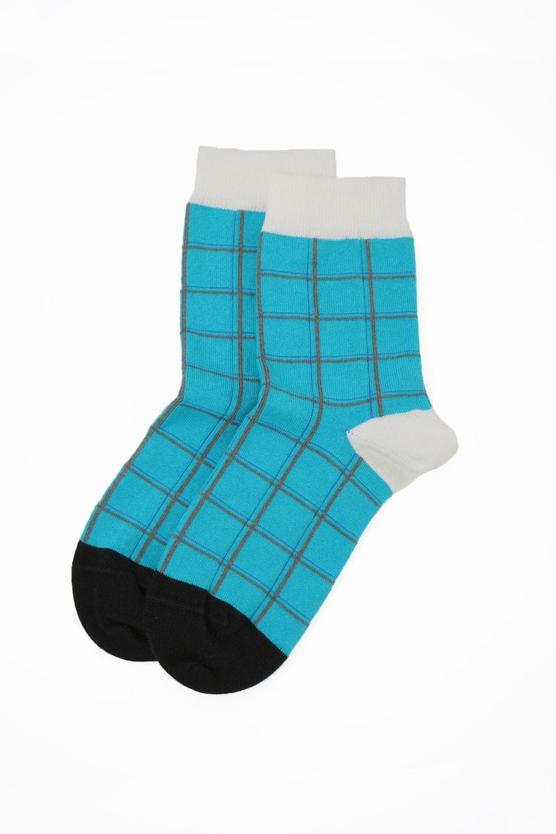 Grid Women's Socks - Aqua