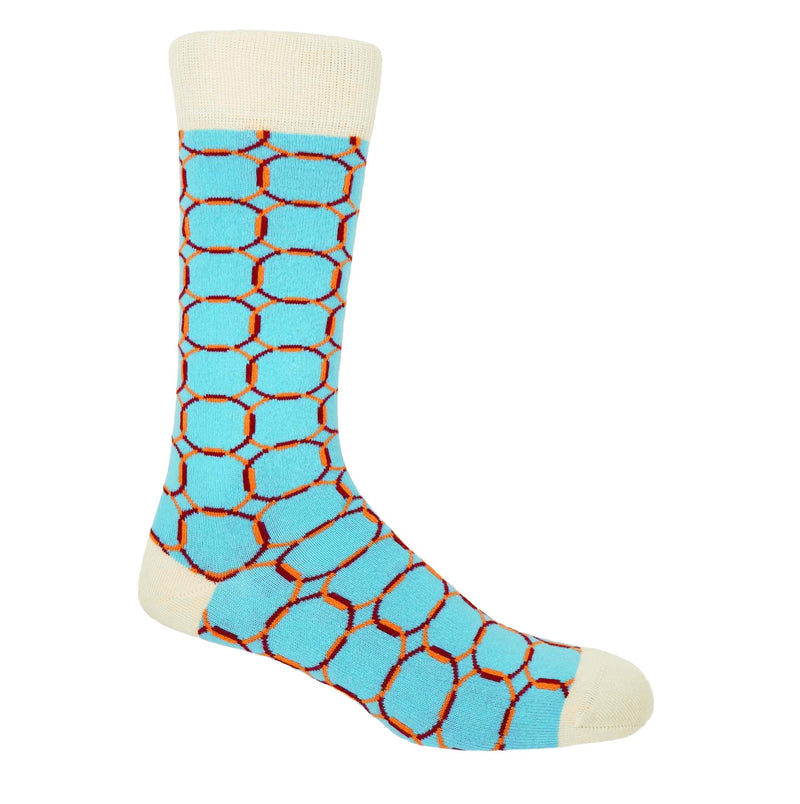 Blue Linked men's luxury patterned socks by Peper Harow