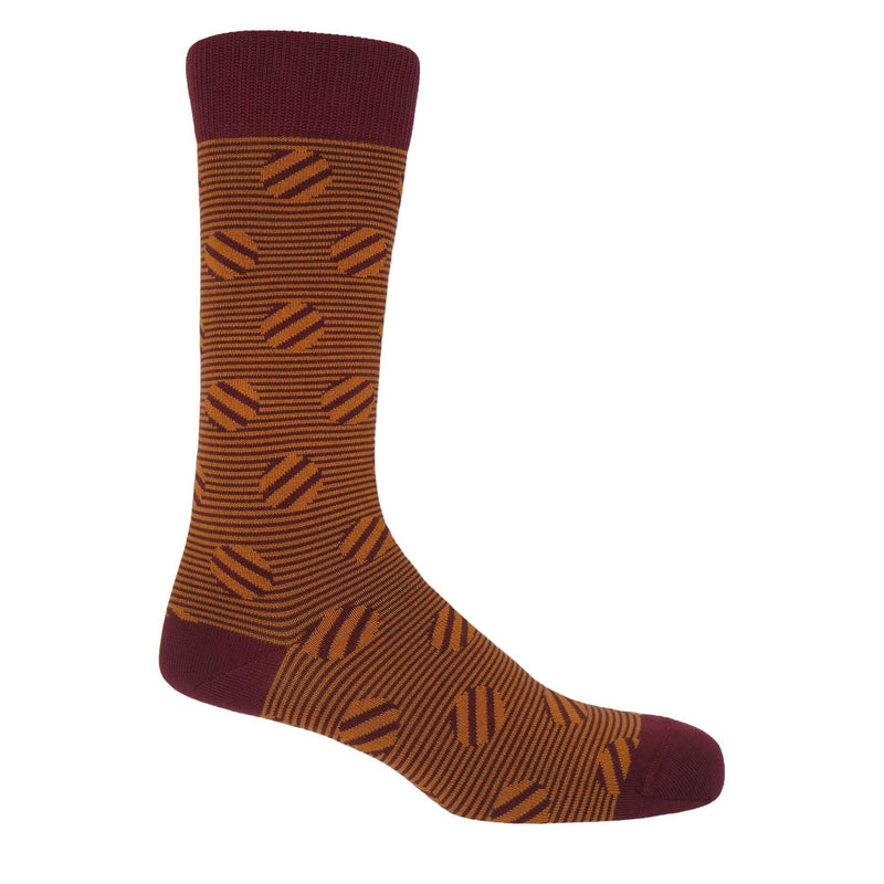 Peper Harow garnet Polka Stripe men's luxury socks