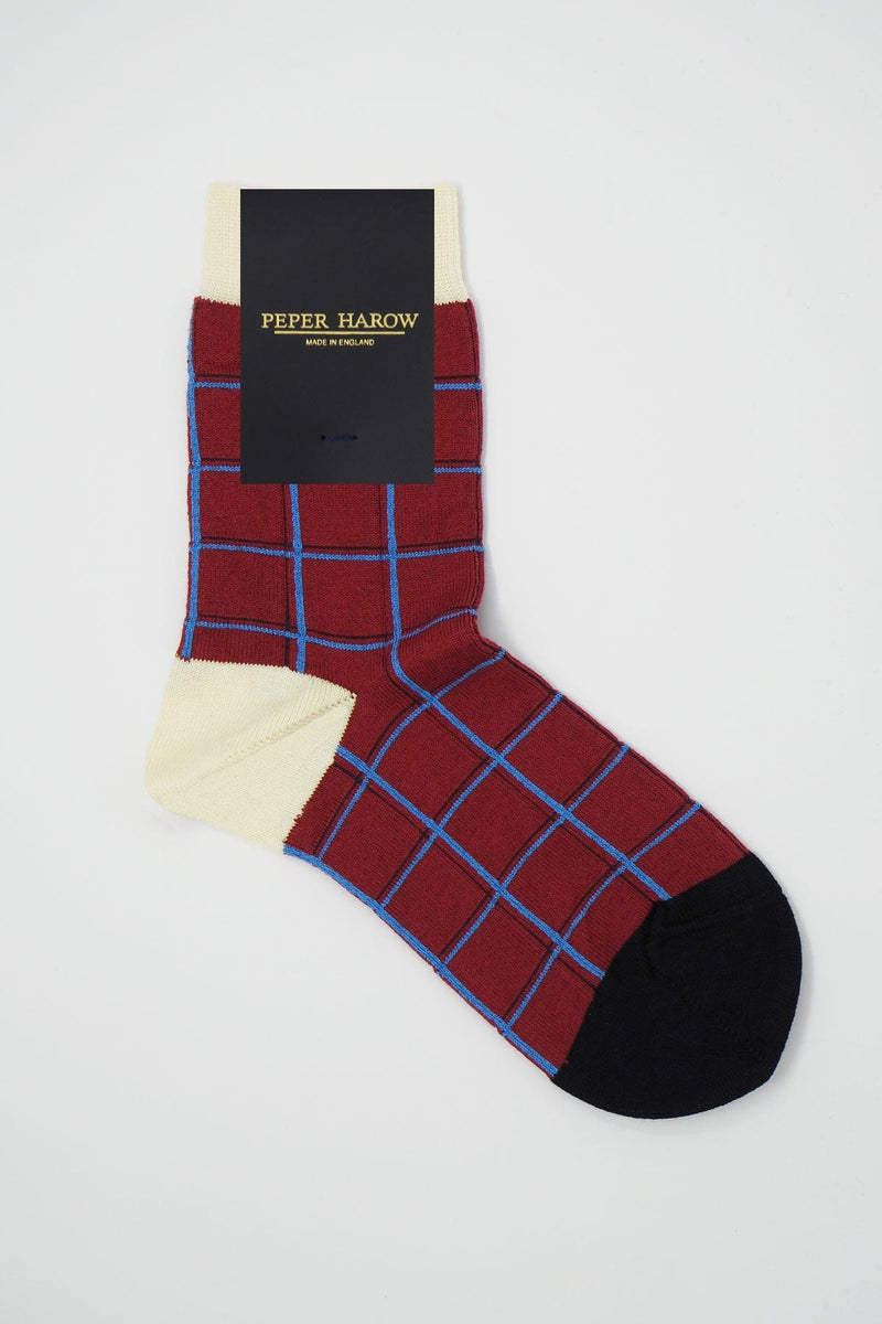 Grid Women's Socks - Burgundy