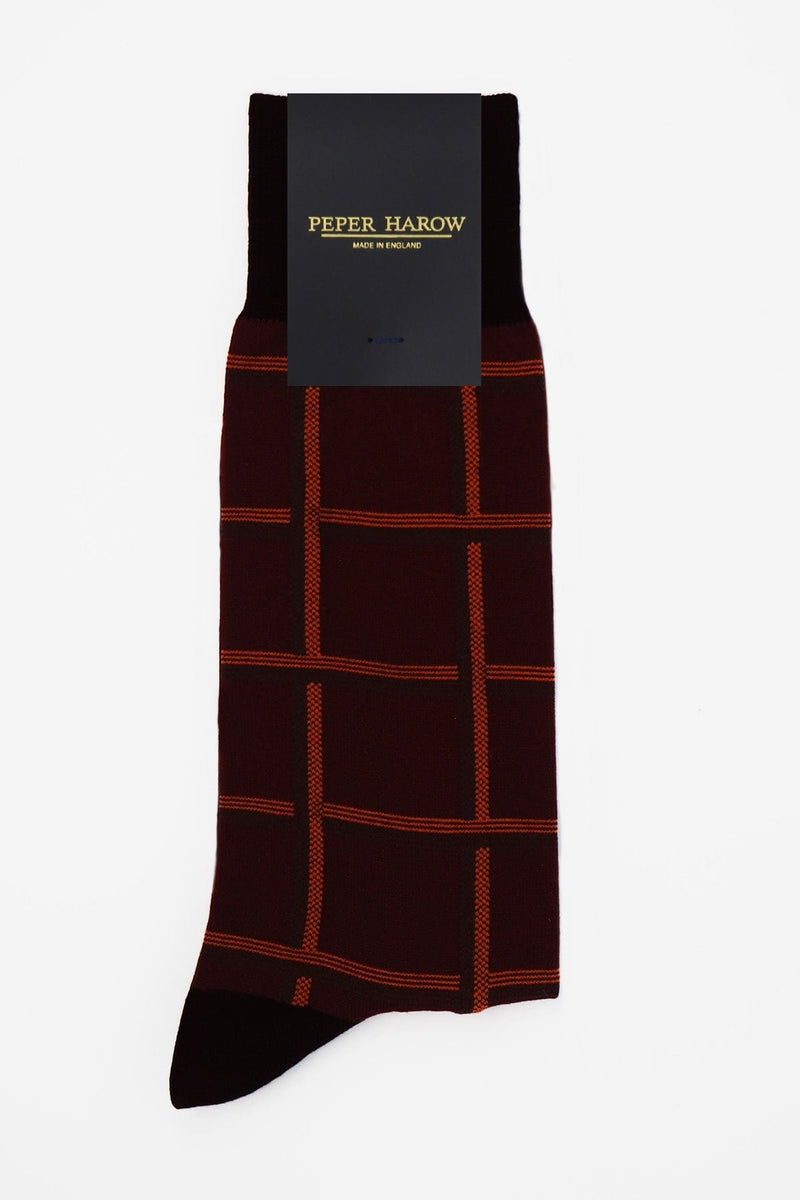 Check Men's Socks - Maroon