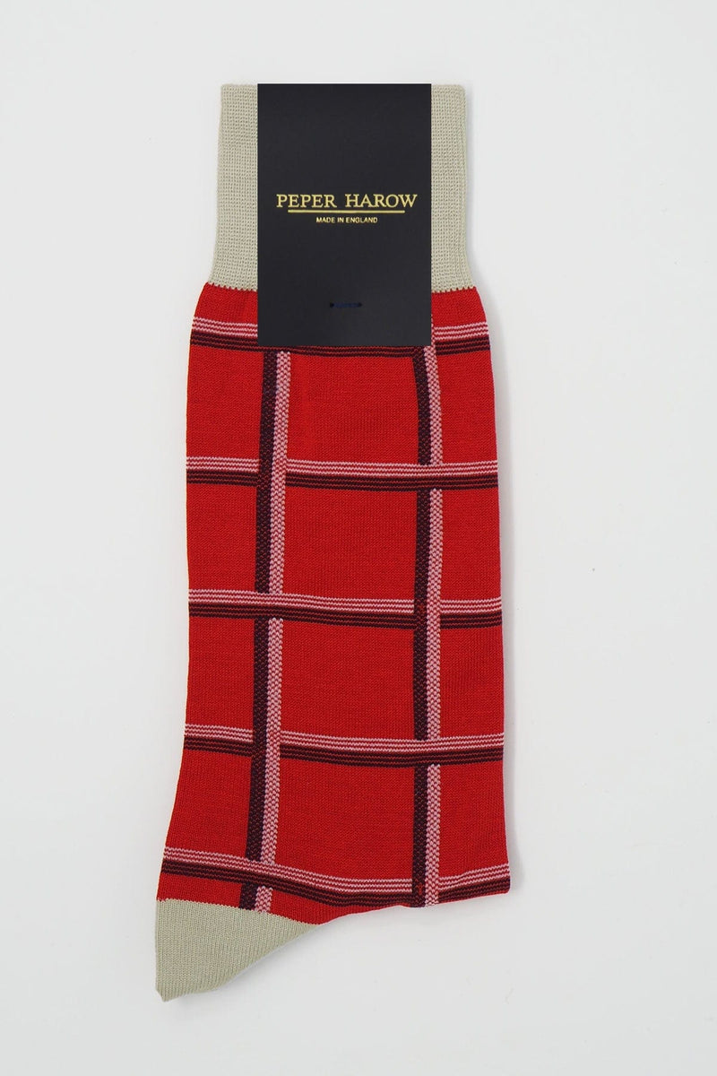 Check Men's Socks - Red