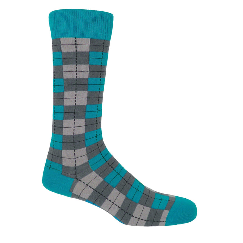 Peper Harow grey checkmate men's luxury socks