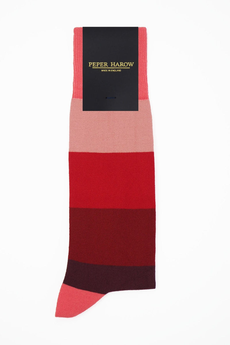 Peper Harow fire Block Stripe men's luxury socks in packaging