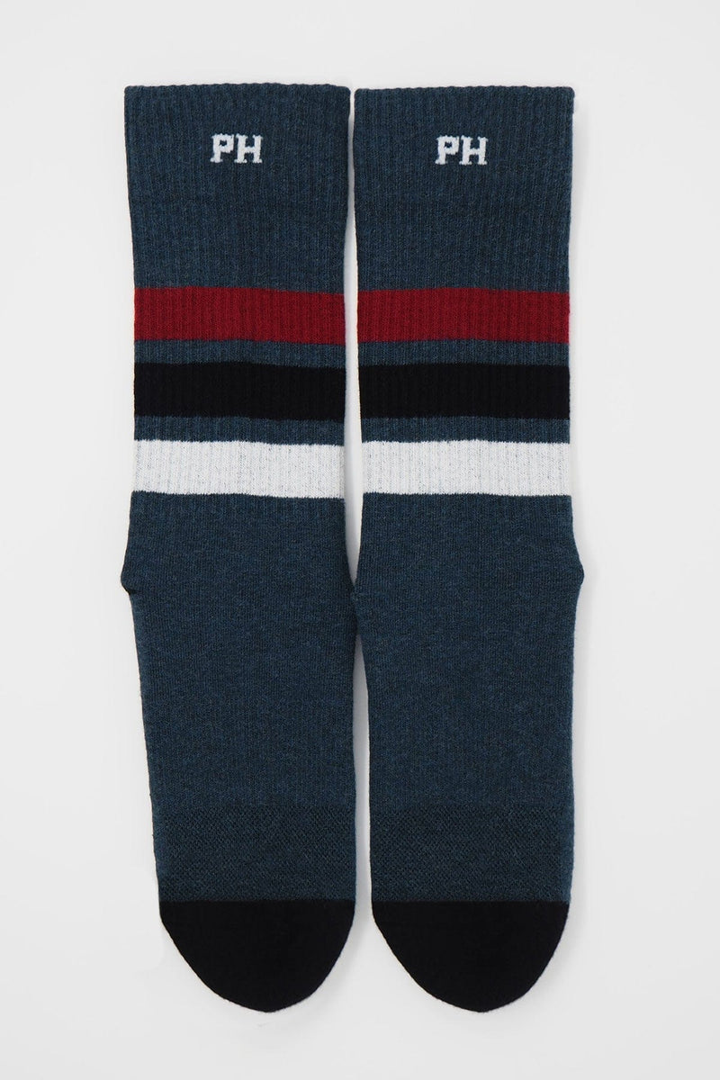 Peper Harow navy women's striped sport socks