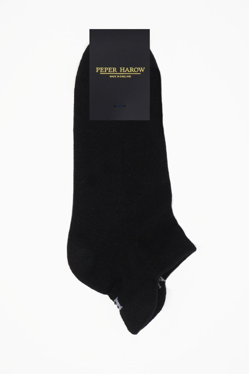 Peper Harow plain black Organic women's luxury trainer sport socks in packaging