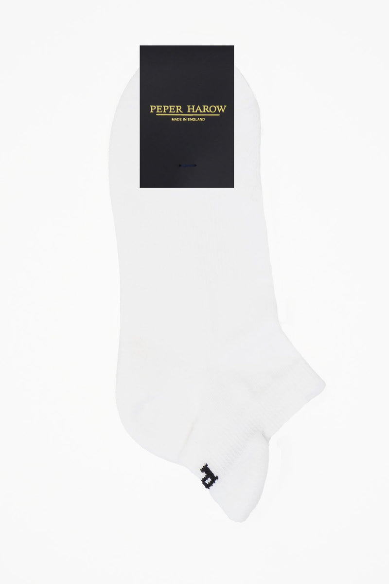 Peper Harow plain white Organic women's luxury trainer sport socks in packaging