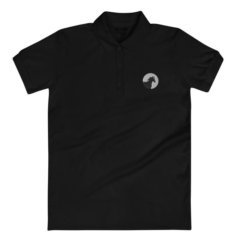 Embroidered Women's Polo Shirt - Majestic Horse logo black
