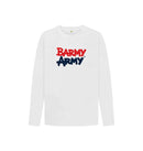 White Barmy Army Large Print Kids Long Sleeve Tee