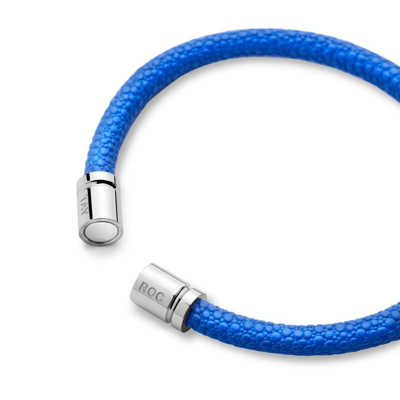 Tayroc Blue Leather Bracelet with Stainless Steel Clasp 