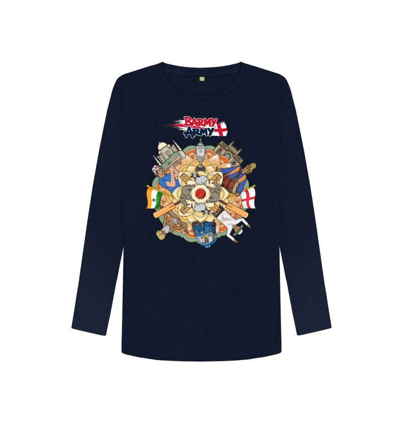 Navy Blue Barmy Army India Tour Long Sleeve Tee - Ladies