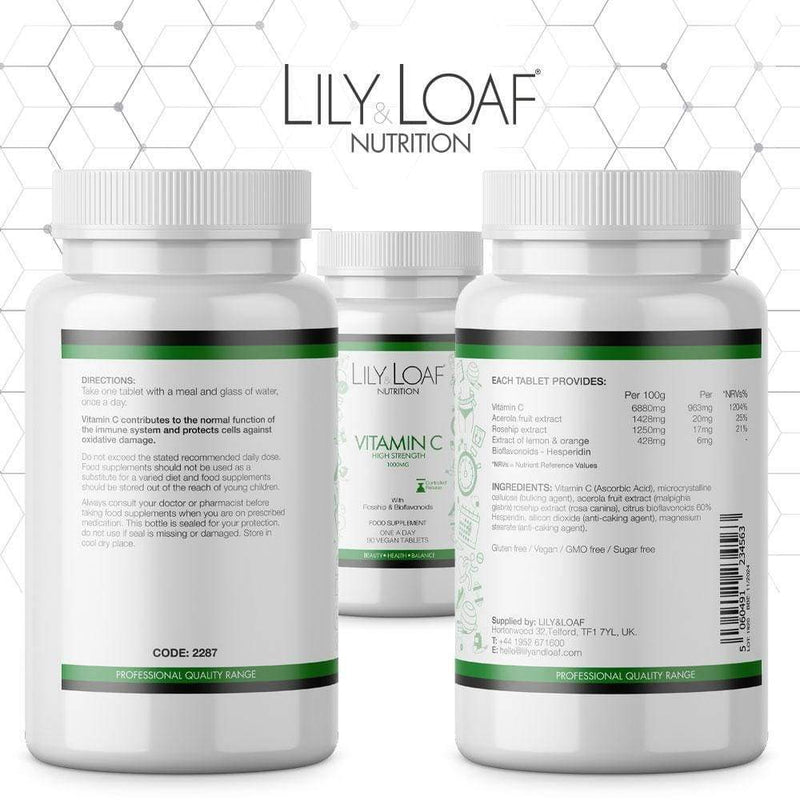 Lily and Loaf - Vitamin C High Strength 1,000mg – controlled release (90 