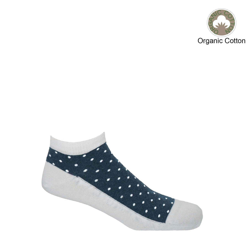 Peper Harow white Polka trainer men's luxury organic cotton socks