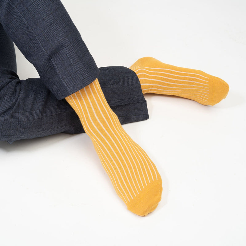 Recycled Ribbed Men's Socks - Mustard